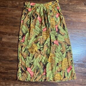 Vintage Silk Skirt Pineapple Hawaiian Print